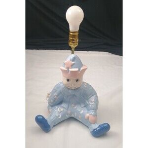 VTG Ceramic Clown Lamp Nursery Childs Light Not Scary No Shade MCM Works